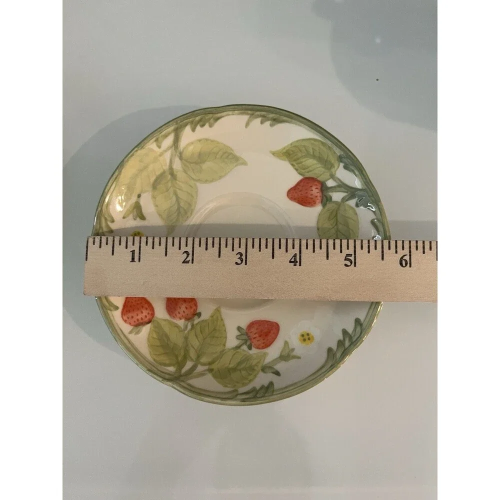 Franciscan Strawberry Fair Cup Saucer Plate Set Vintage Cottagecore Tea Party